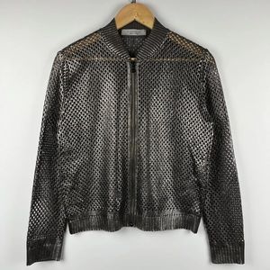 D. Exterior metallic silver bomber jacket/sweater, med (fits small) stunning!!!